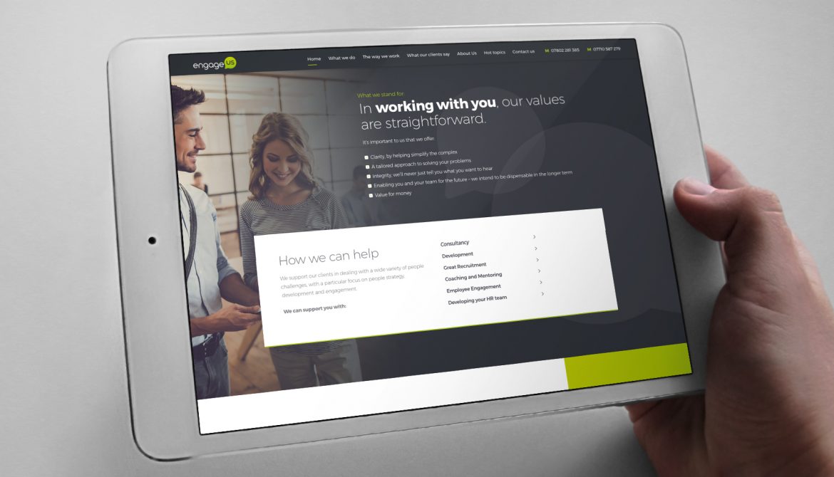 Engage us - Website on Tablet